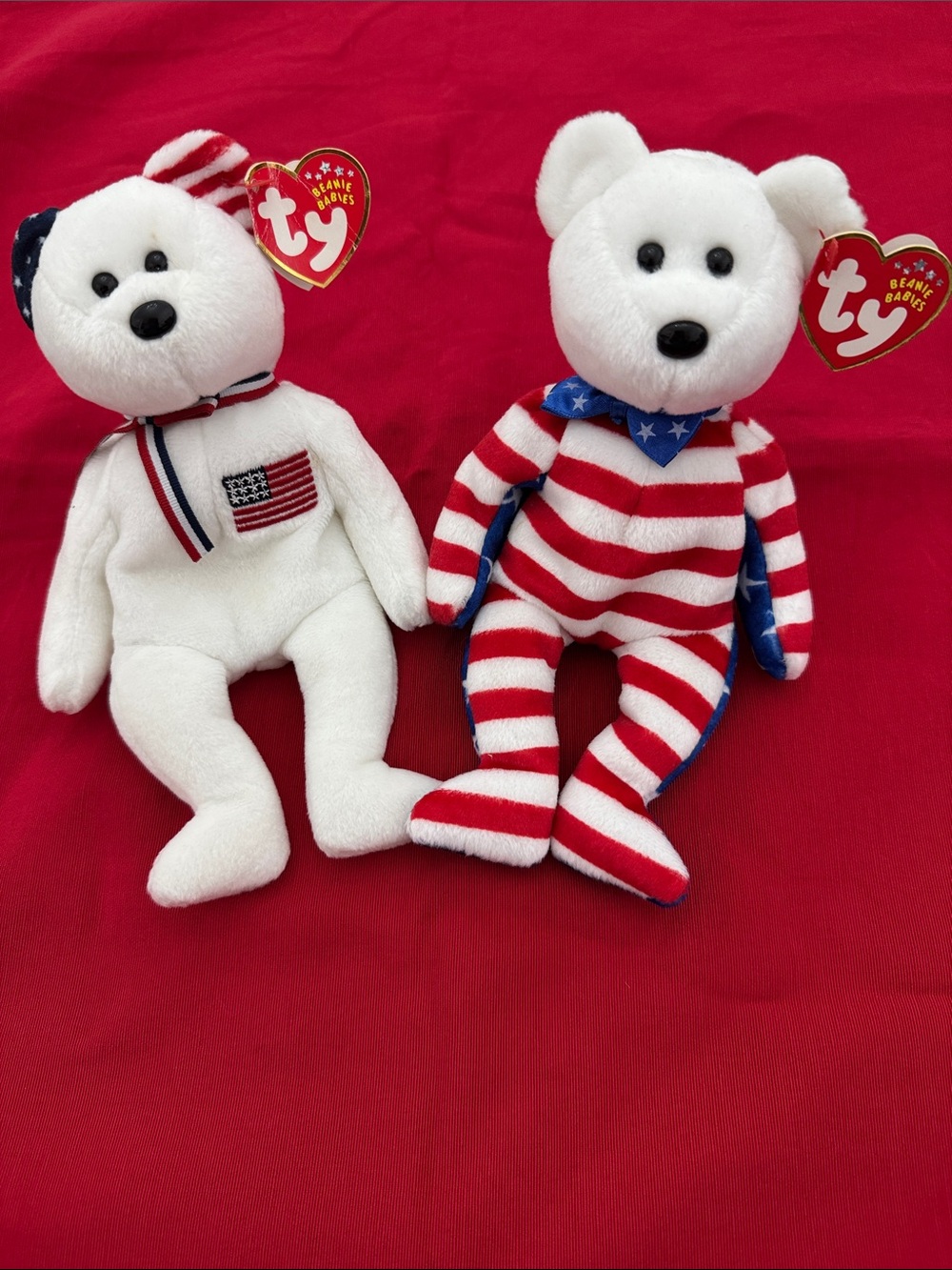 Ty Patriotic Plush Bear Duo in Red White Blue
